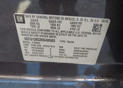 2014 GMC Sierra 1500 Sle из США, поврежденный, VIN 3GTU1UEC6EG495963